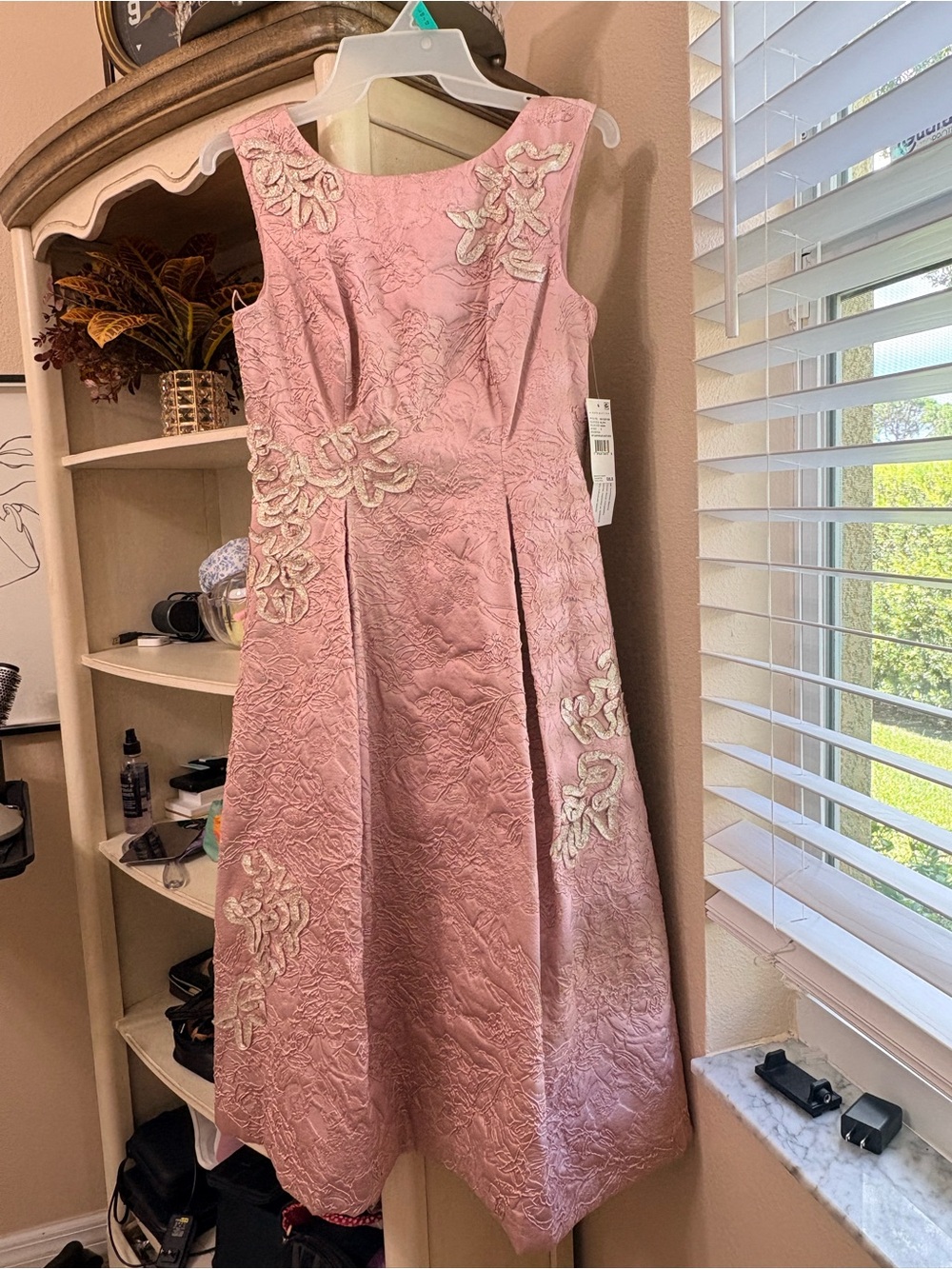 Aidan Mattox Pink Embroidered Midi Dress